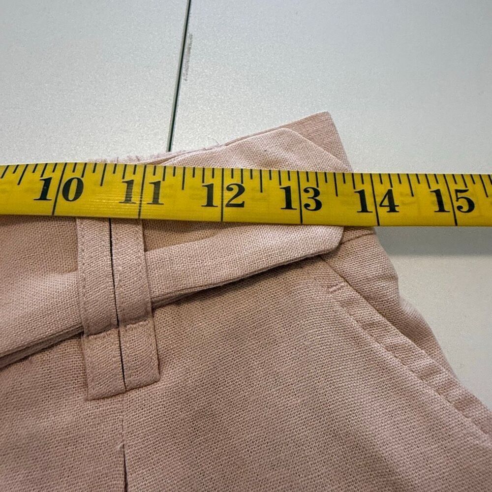 Sigrid Olsen Shorts Linen Blend Salmon Pink Belted Elastic Back Size 6 Preppy - Picture 5 of 11
